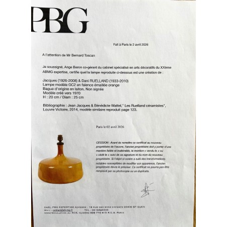 Grande lampe en faïence émaillée par Jacques et Dani Ruelland 1970