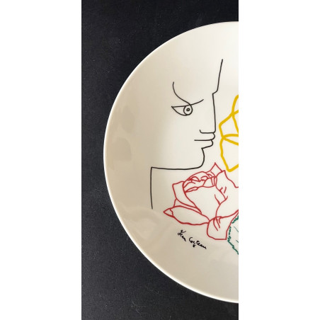 Assiette en porcelaine de Limoges dessin de Jean Cocteau