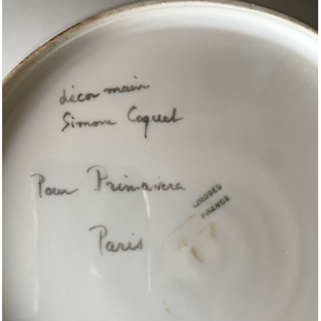 Assiette décorative en porcelaine de Limoges par Simone Coquet pour Primavera