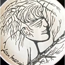 Assiette en faïence "Visage Arbre" par Jean Marais Vallauris
