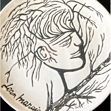 Assiette en faïence "Visage Arbre" par Jean Marais Vallauris