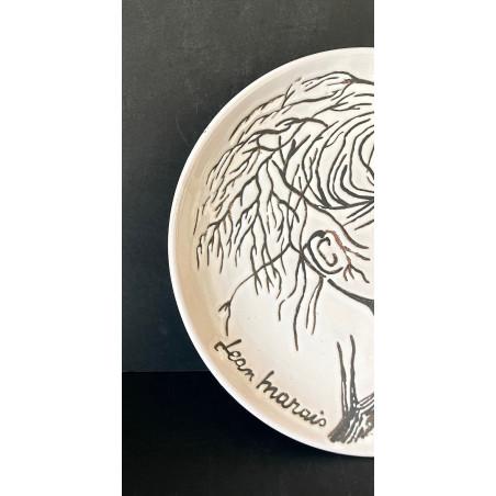 Assiette en faïence "Visage Arbre" par Jean Marais Vallauris
