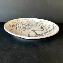 Assiette en faïence "Visage Arbre" par Jean Marais Vallauris