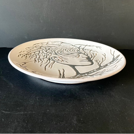 Assiette en faïence "Visage Arbre" par Jean Marais Vallauris