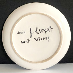 Assiette en  faïence dessin Jean Lurçat Sant Vicens