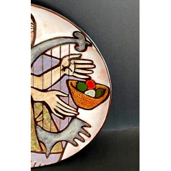 Grand plat en céramique  Jacques Poussine  Sant Vicens années 50