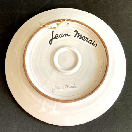 Assiette en faïence "bélier" par Jean Marais