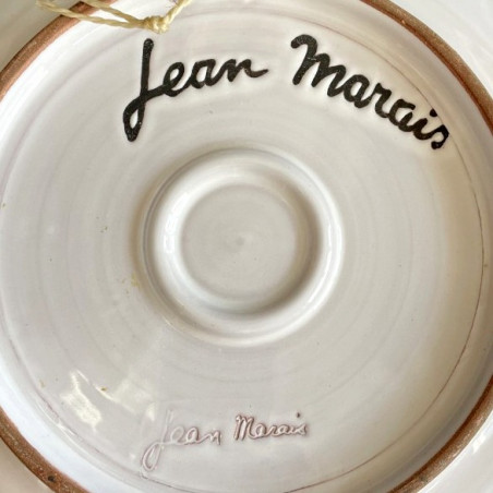 Assiette en faïence "bélier" par Jean Marais