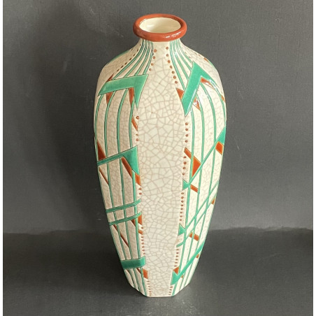 Grand vase Art déco faïence de Longwy