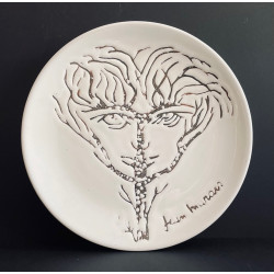 Assiette en faïence "Visage Arbre" par Jean Marais Vallauris