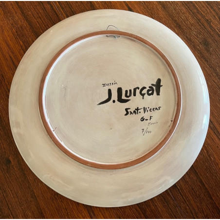 Large Ceramic Dish By Jean Lurçat In Sant Vicens 1950s