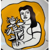 Earthenware Plate "femme Au Bouquet" After Fernand Léger