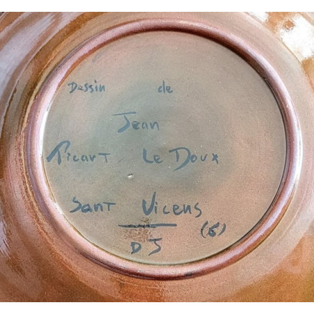 Earthenware Plate Jean Picart Le Doux Pottery Sant Vicens