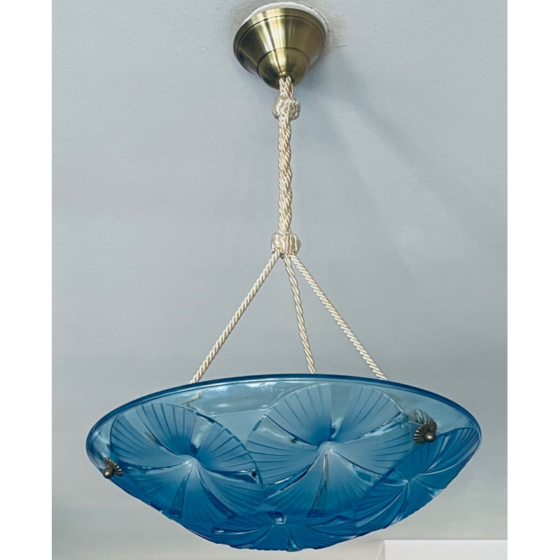 Art Deco Glass Ceiling  Lamp Signed Degué