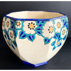 Art Deco Flower Pot In Longwy Faience