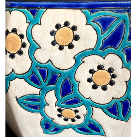 Art Deco Flower Pot In Longwy Faience