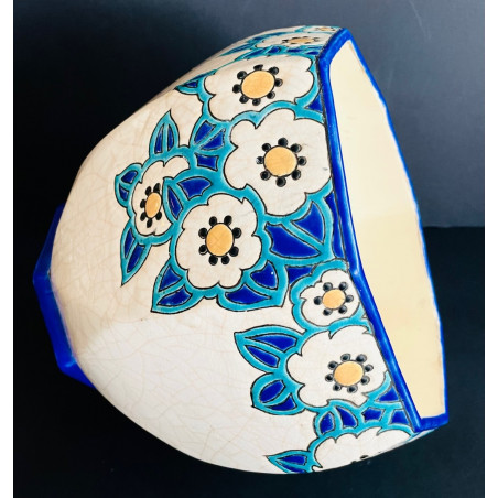 Art Deco Flower Pot In Longwy Faience