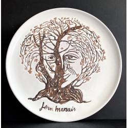 Earthenware dish "Face Tree" by Jean Marais Vallauris