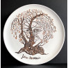 Earthenware dish "Face Tree" by Jean Marais Vallauris