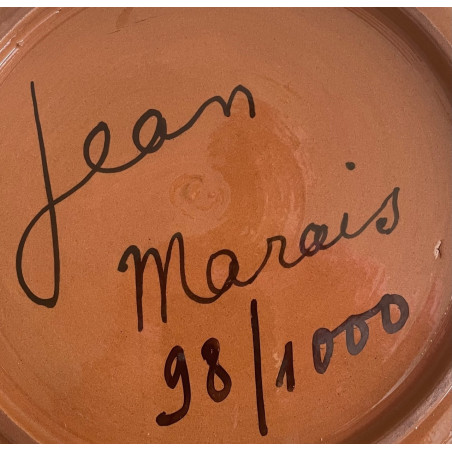 Assiette en céramique "visage homme" par jean Marais Vallauris