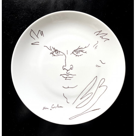 Assiette en porcelaine de Limoges décor de Jean Cocteau
