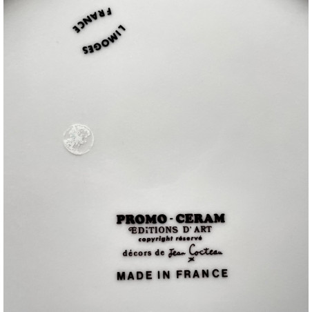 Assiette en porcelaine de Limoges décor de Jean Cocteau