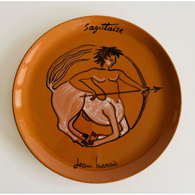 Assiette en céramique  “sagittaire “ Par Jean Marais Vallauris