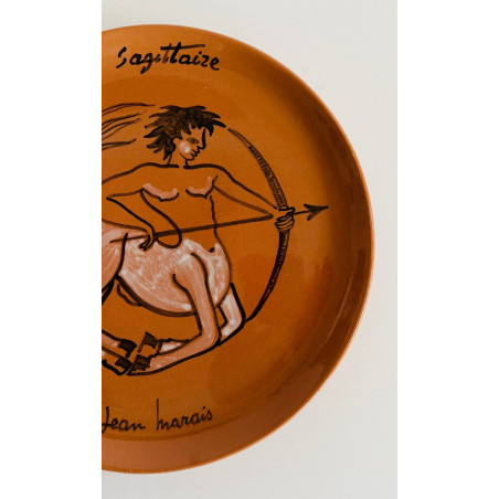 “sagittarius” Ceramic Plate By Jean Marais Vallauris