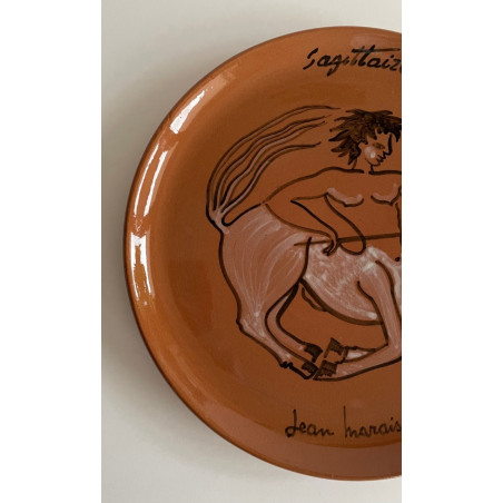 “sagittarius” Ceramic Plate By Jean Marais Vallauris