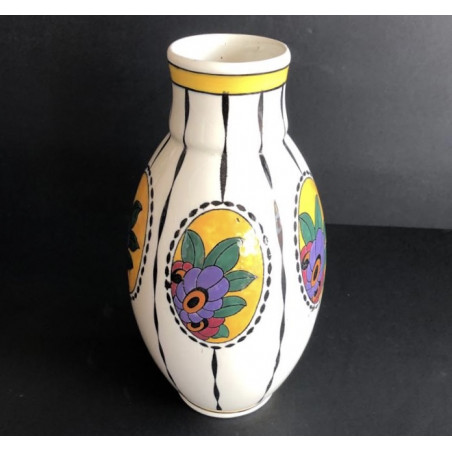 Large Art Deco Earthenware Vase Boch Frères Charles Catteau