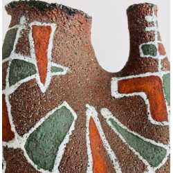 Vase à double col en grès Accolay années 60