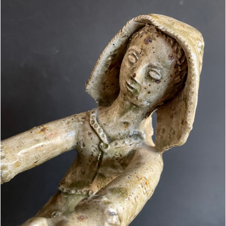 "young Dancers" Sandstone Sculpture La Borne J.lerat 1950