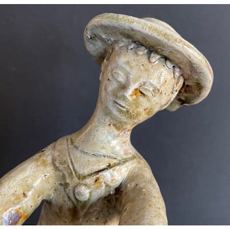 "young Dancers" Sandstone Sculpture La Borne J.lerat 1950
