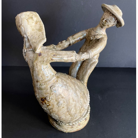 "young Dancers" Sandstone Sculpture La Borne J.lerat 1950