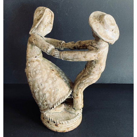 "young Dancers" Sandstone Sculpture La Borne J.lerat 1950