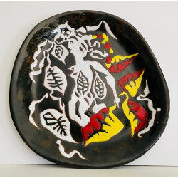 Large ceramic dish drawing...