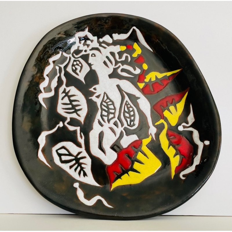 Large ceramic dish drawing by Jean Lurçat Sant Vicens