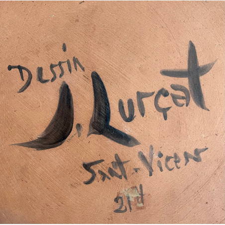 Large ceramic dish drawing by Jean Lurçat Sant Vicens
