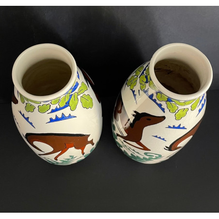 Pair of art deco vases Boch Frères kéramis Charles Catteau