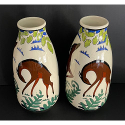 Pair of art deco vases Boch Frères kéramis Charles Catteau
