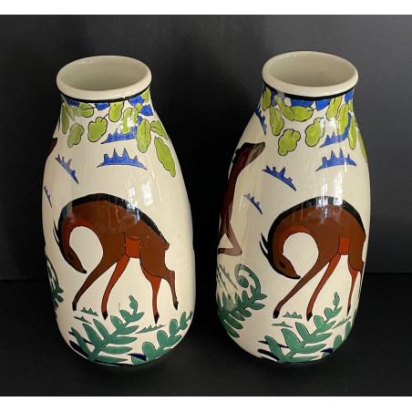 Pair of art deco vases Boch Frères kéramis Charles Catteau