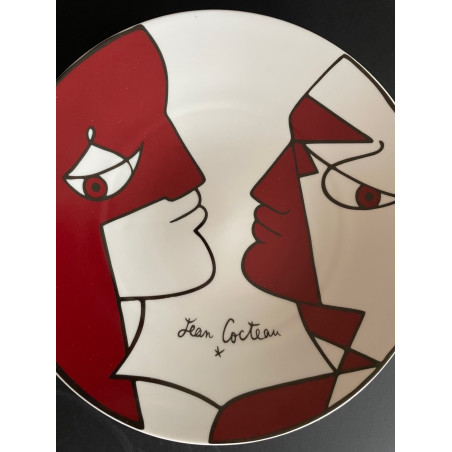 "Carnival" porcelain dish designed by Jean Cocteau Couleuvre factory
