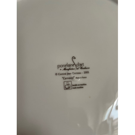 "Carnival" porcelain dish designed by Jean Cocteau Couleuvre factory