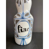 "fine" Bilobed Earthenware Bottle By Roger Capron Vallauris