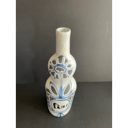 "fine" Bilobed Earthenware Bottle By Roger Capron Vallauris