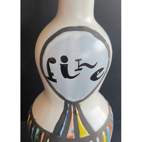 "fine” Earthenware Bottle Roger Capron Vallauris