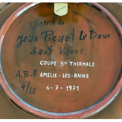 Grand plat en céramique dessin de Jean Picart le Doux à Sant Vicens